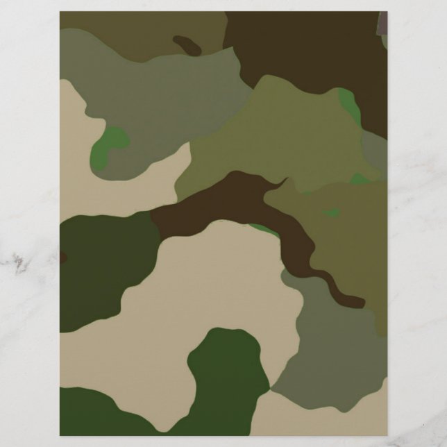 Green Brown Camouflage Scrapbooking Craft Paper (Front)