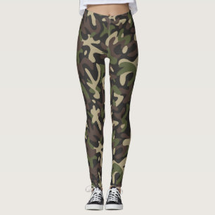 Green/Brown Camouflage Women's Leggings