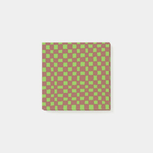 Green Brown Chequerboard Earthy Chequered Pattern Post-it Notes