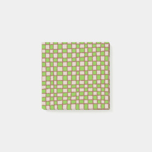 Green Brown Chequerboard Earthy Chequered Pattern Post-it Notes