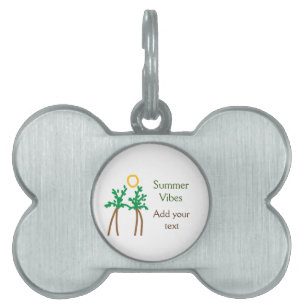 Green brown coconut tree summer vibes add your tex pet ID tag