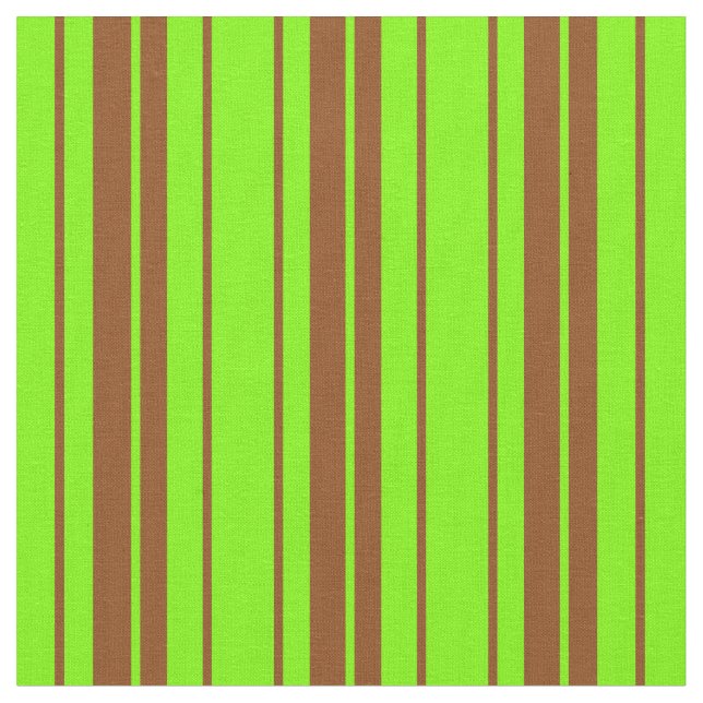Green & Brown Coloured Lines Pattern Fabric (Close Up)