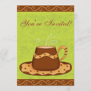 Green & Brown Cup Customised Coffee Event Invitation