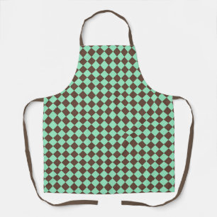 Green Brown Diamond Chequered Pattern Apron