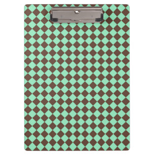Green Brown Diamond Chequered Pattern Clipboard