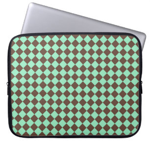 Green Brown Diamond Chequered Pattern Laptop Sleeve
