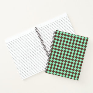 Green Brown Diamond Chequered Pattern Notebook