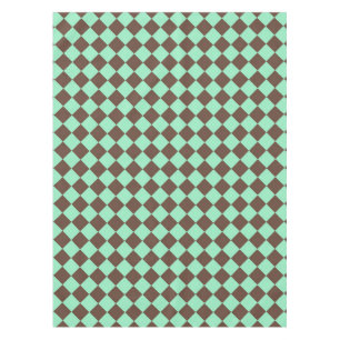 Green Brown Diamond Chequered Pattern Tablecloth