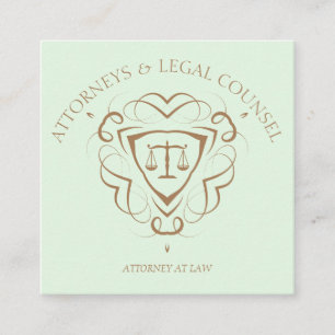 Green Brown Elegant Lawyer Attorney Law Firm Square Business Card