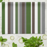 Green Brown Grey Neutral Stripes Tea Towel<br><div class="desc">This design may be personalised by choosing the Edit Design option. You may also transfer onto other items. Contact me at colorflowcreations@gmail.com or use the chat option at the top of the page if you wish to have this design on another product or need assistance with this design. See more...</div>