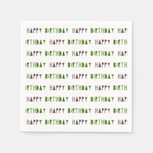 Green & Brown Happy Birthday Party  Napkin