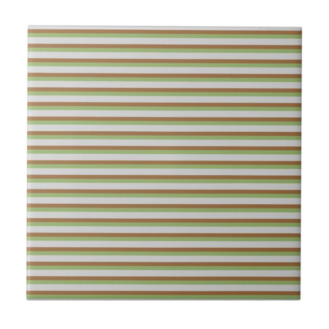 Green Brown Horizontal Stripe Pattern Tile (Front)