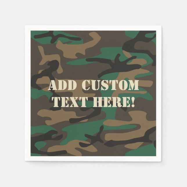 Green Brown Military Camo Camouflage Napkin (Front)