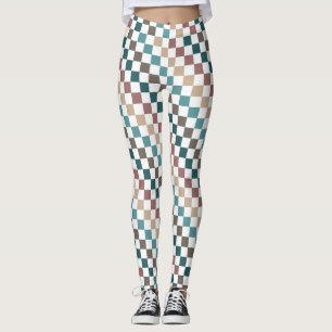 Green/Brown Multi Chequered Women's Leggings