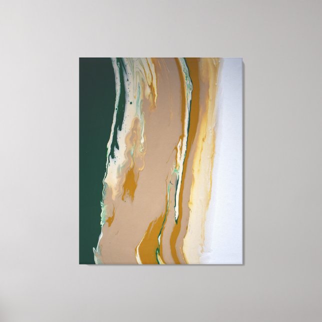 Green Brown Neutral Fluid Art Abstract Modern Canvas Print (Front)