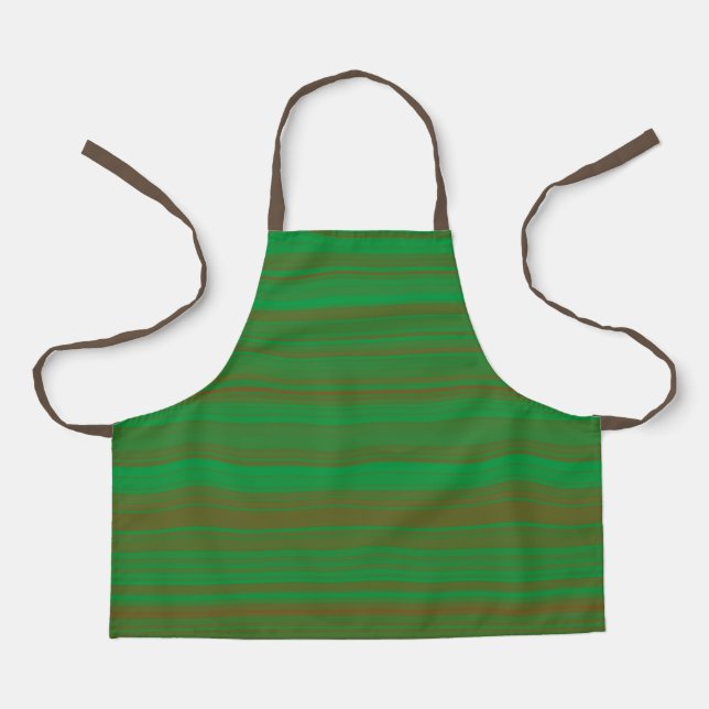 Green Brown Stripes Apron (Front)