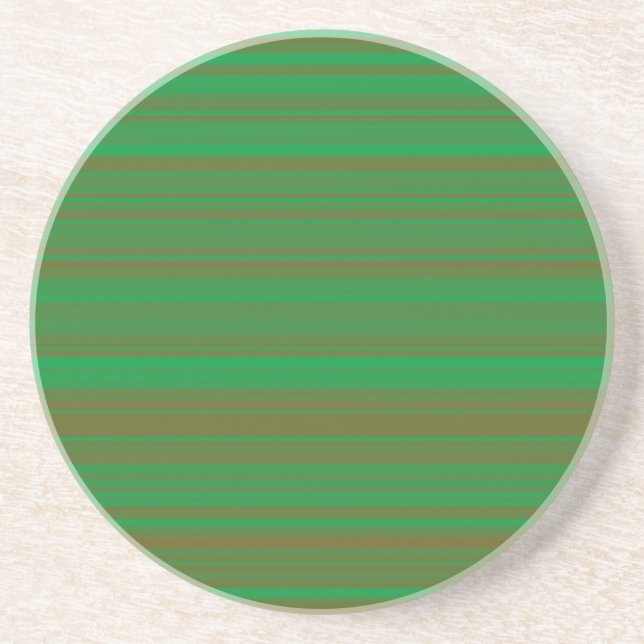 Green Brown Stripes Coaster (Front)
