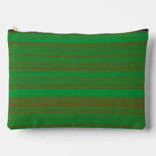 Green Brown Stripes Large Accessory Pouch