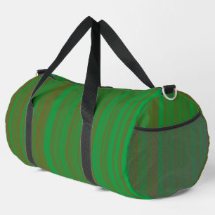 Green Brown Stripes Large Duffle Bag