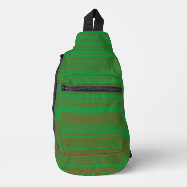 Green Brown Stripes Sling Bag (Front)
