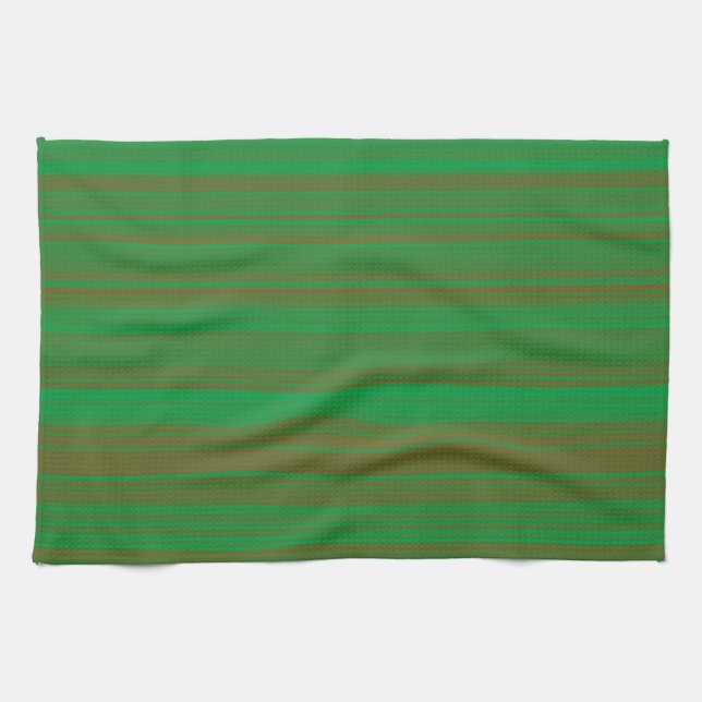 Green Brown Stripes Tea Towel (Horizontal)