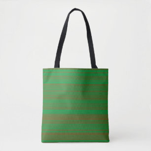 Green Brown Stripes Tote Bag