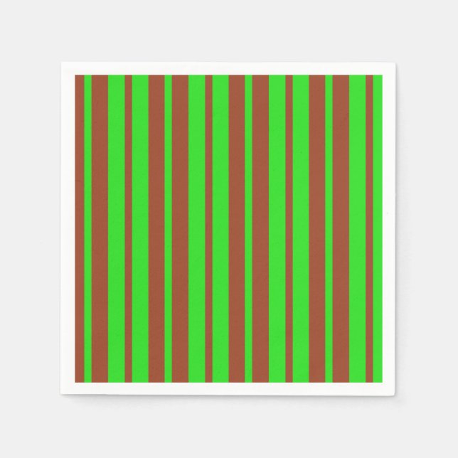 Green Brown Stylish Stripes Pattern Design  Napkin (Front)