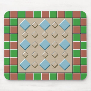 Green & Brown Tiles Pattern Mouse Pad