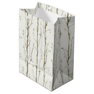 Green Brown Trees Bridal Shower Medium Gift Bag