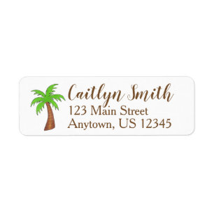 Green/Brown Tropical Palm Tree Labels