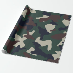 Green Brown woodland camo camouflage pattern Wrapping Paper