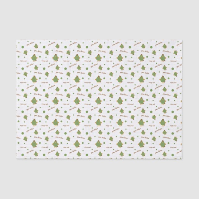 Green & Brown Yarn Chicken Patterned Tissue Paper (Front)