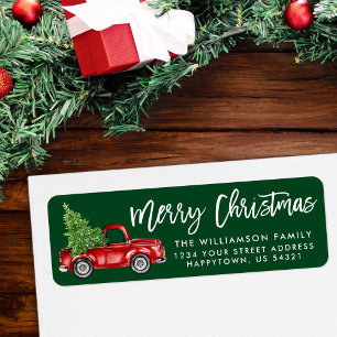 Green Brush Script Vintage Truck Christmas
