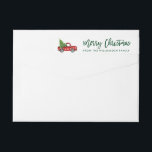 Green Brush Script Vintage Truck Christmas Tree Wrap Around Label<br><div class="desc">Brush Script Watercolor Vintage Red Truck with Christmas Tree - Merry Christmas - Envelope Wraparound Label</div>