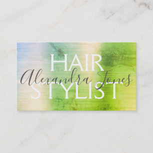 Green Brushed Metal Hair Stylist Business Card