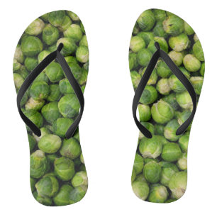 Green Brussels sprout vegetable pattern Jandals