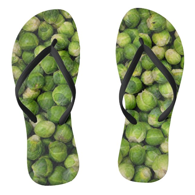 Green Brussels sprout vegetable pattern Jandals (Footbed)
