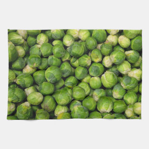 Green Brussels sprout vegetable pattern Tea Towel