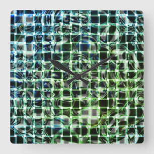 Green bubble or ball under greenish crossed stripe square wall clock