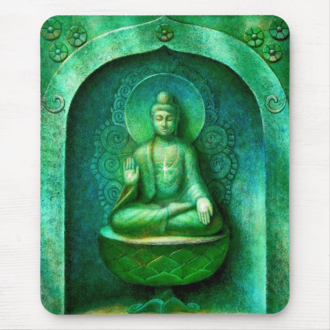 Green Buddha Mouse Pad (Front)