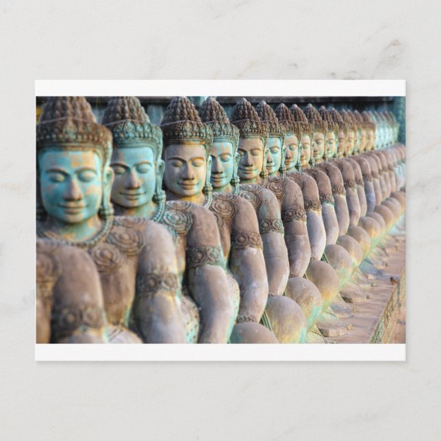 Green Buddha statues Siem Reap Cambodia Postcard (Front)