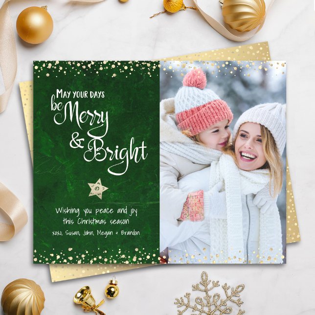 Green Budget Photo Days Merry Bright Script Card (Creator Uploaded)