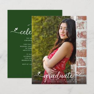 Green Budget Photo Graduation Script Invitation
