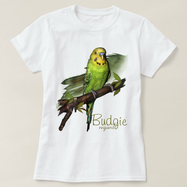 Green Budgie Art Tee (Design Front)