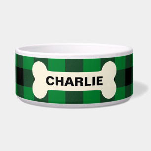 Green Buffalo Check Dog Bone Rustic Pet Name