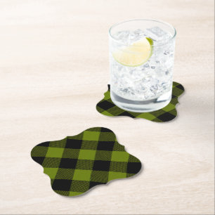 Green Buffalo Check Garden Paper Coaster