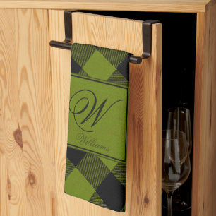 Green Buffalo Check Garden Tea Towel