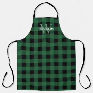 Green Buffalo Check Name & Initial Apron