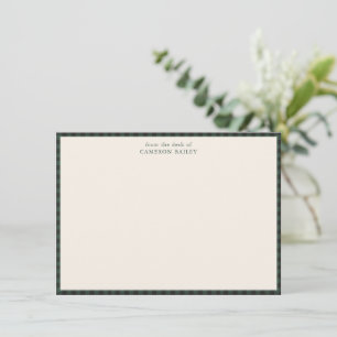 Green Buffalo Check Personalised Stationery Card