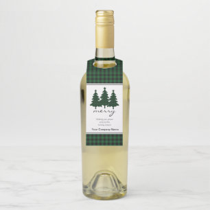 Green Buffalo Check Pine Trees Corporate Bottle Tag